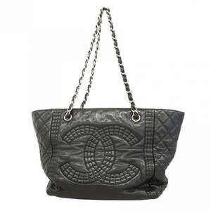 Chanel Tote Bag/Chain Tote, Calfskin, Black, Women's